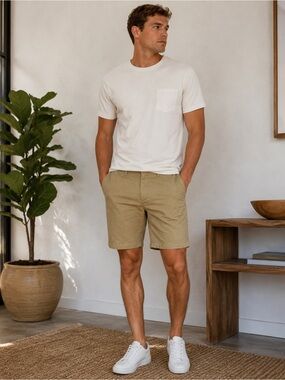 Nordstrom CoolMax Khaki Chino Shorts Men’s Size 29 Performance Stretch 9” inseam